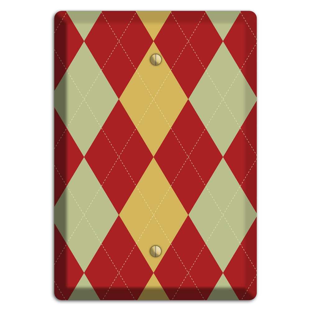 Burnt Orange and Light Green Argyle Blank Wallplate