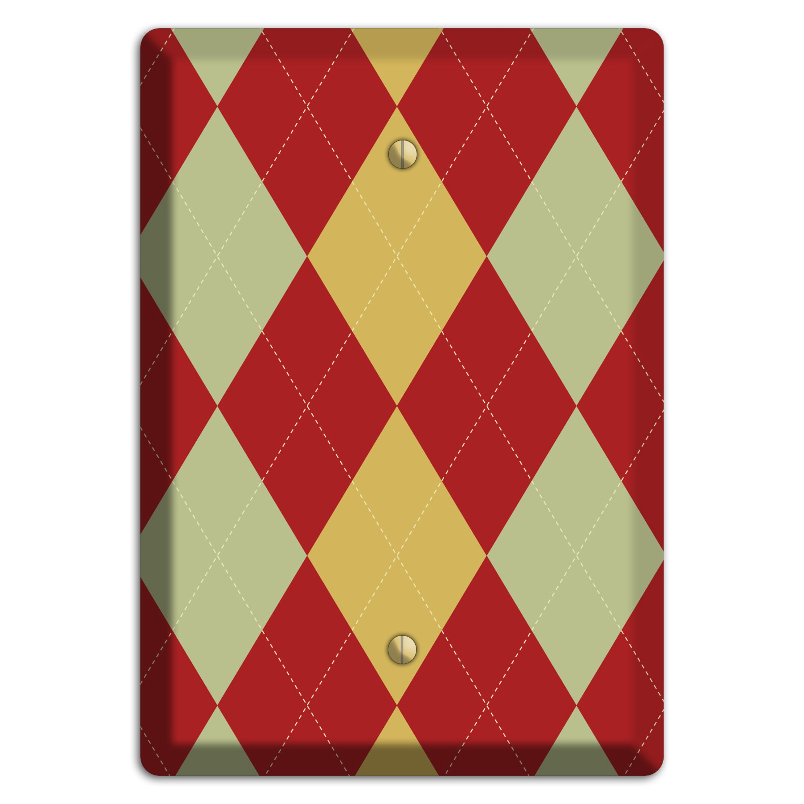 Burnt Orange and Light Green Argyle Blank Wallplate