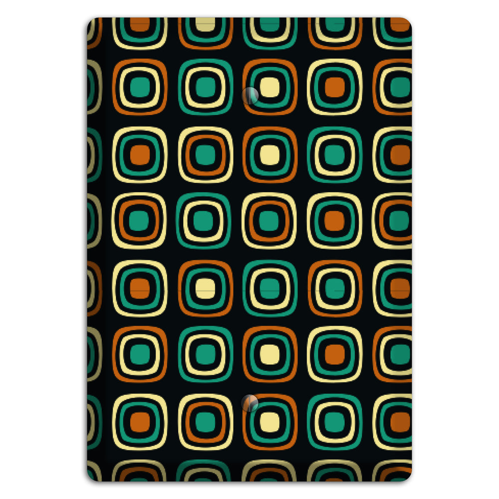 Multi Brown Umber Teal Retro Squares Blank Wallplate