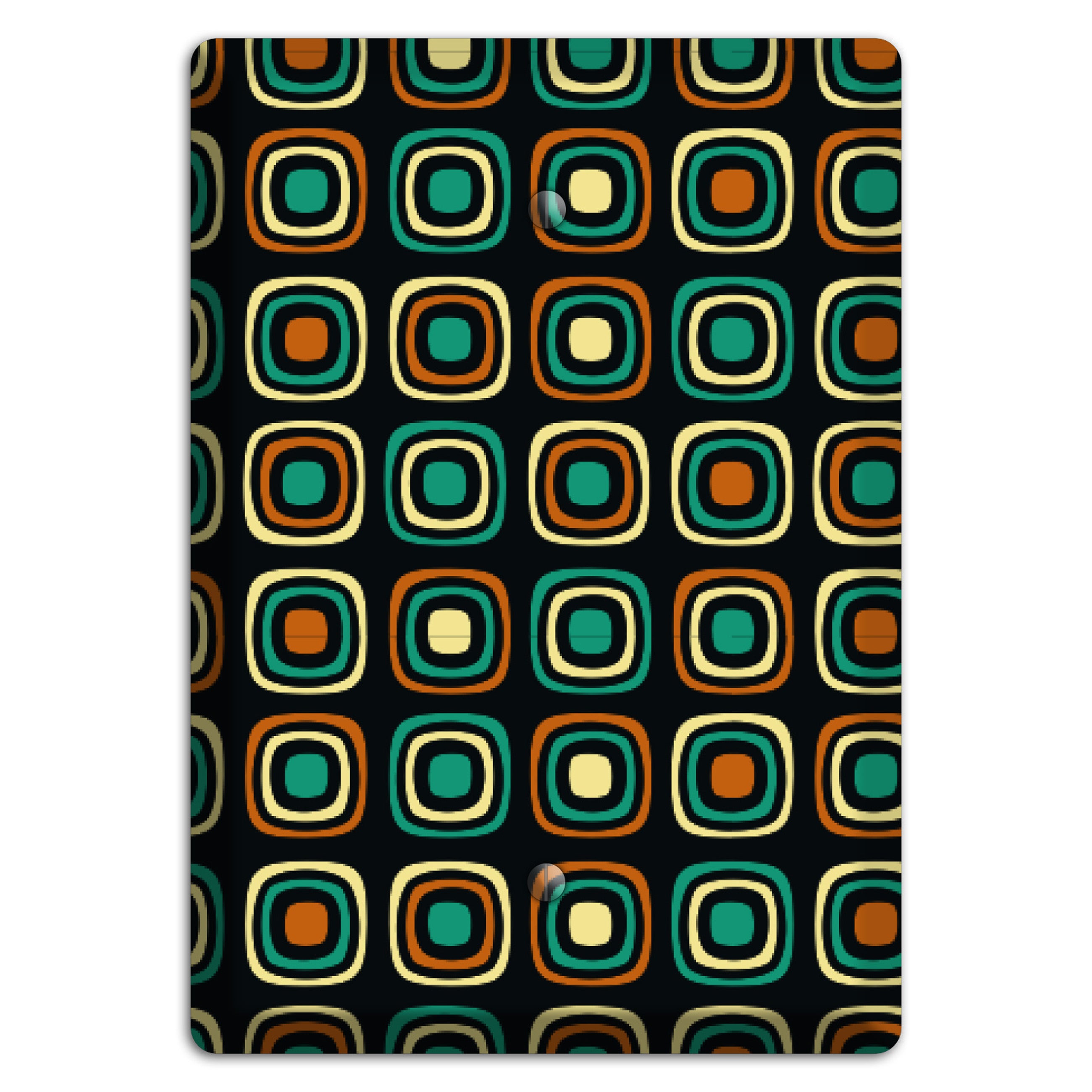 Multi Brown Umber Teal Retro Squares Blank Wallplate