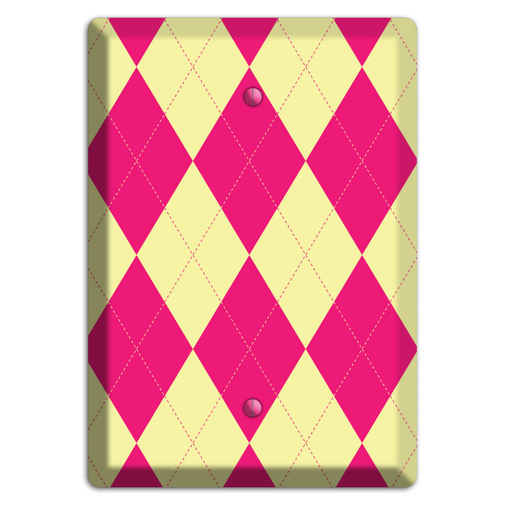 Pink and Yellow Argyle Blank Wallplate