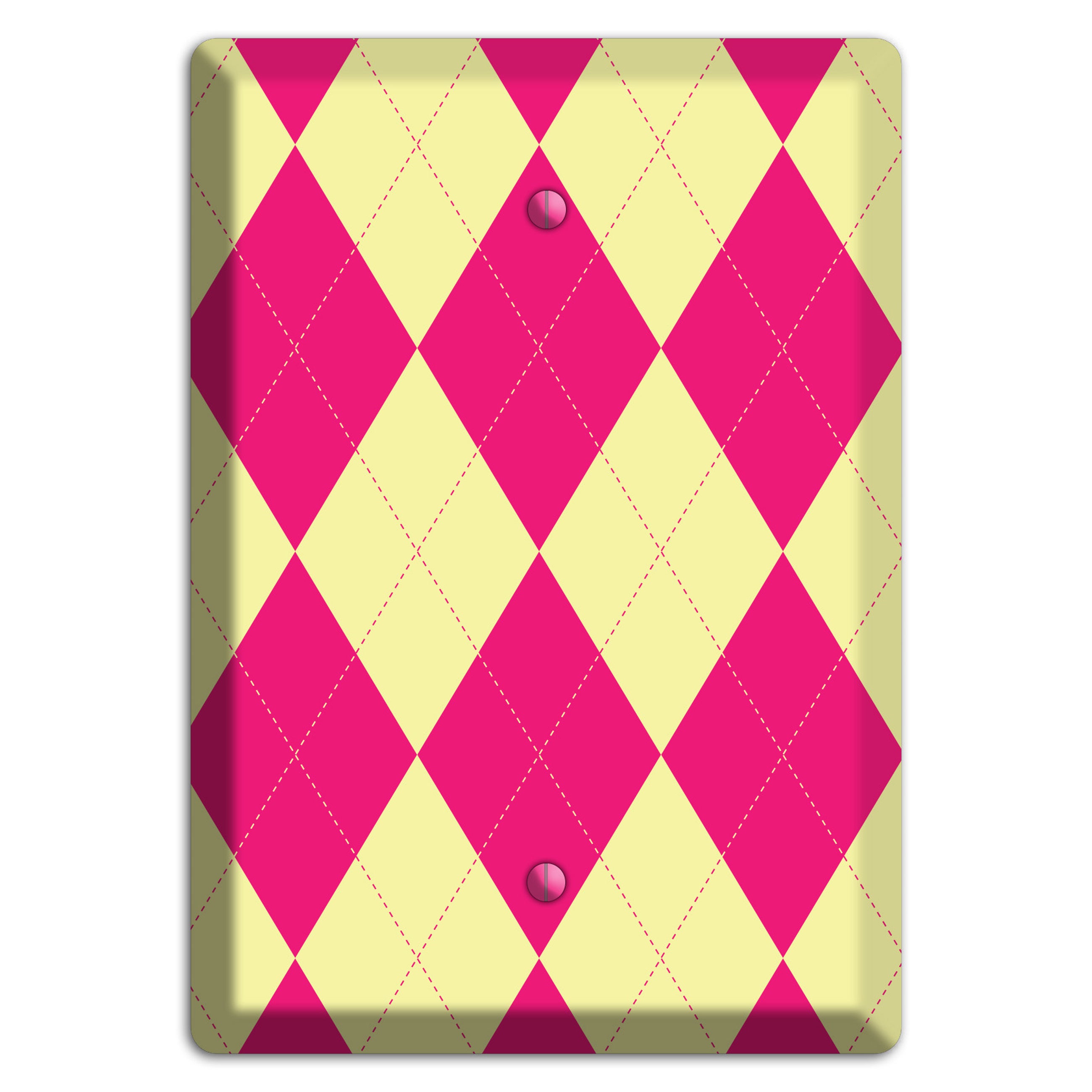 Pink and Yellow Argyle Blank Wallplate