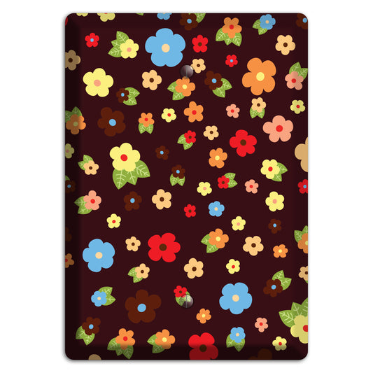 Brown Tiny Delicate Flowers Blank Wallplate