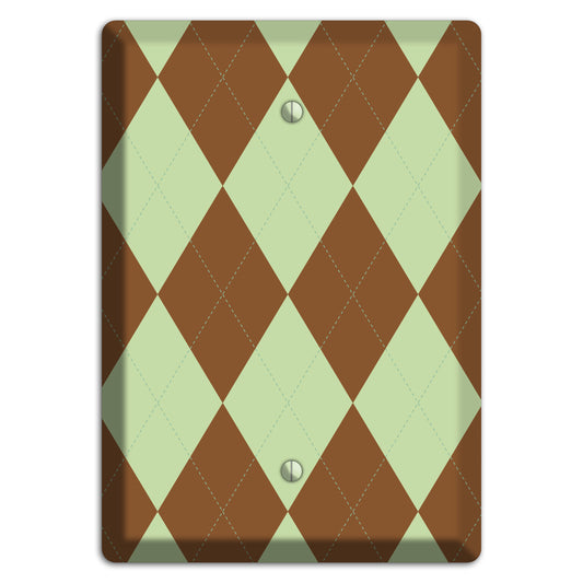 Brown and Green Argyle Blank Wallplate