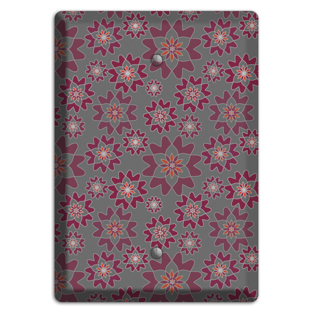 Grey with Burgundy Retro Suzani Blank Wallplate