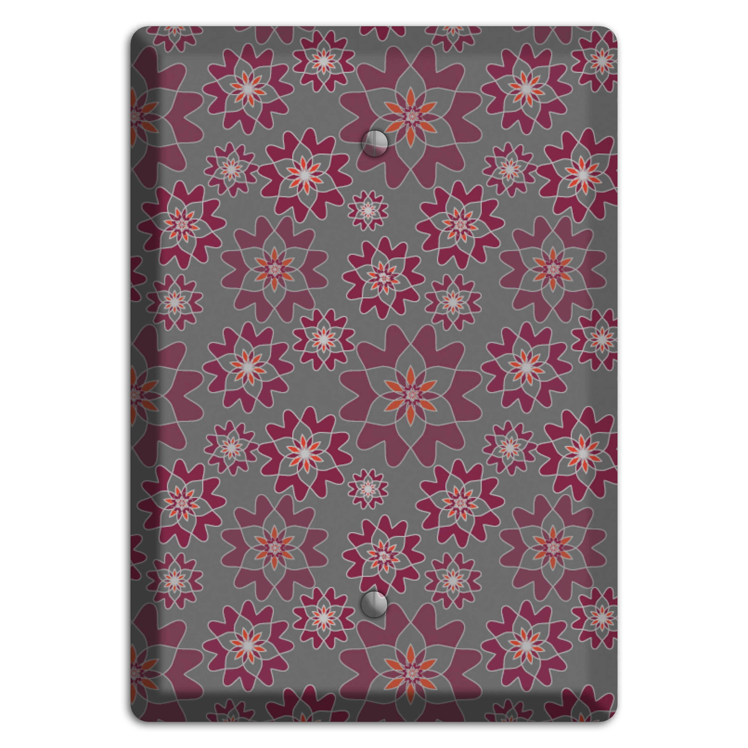 Grey with Burgundy Retro Suzani Blank Wallplate