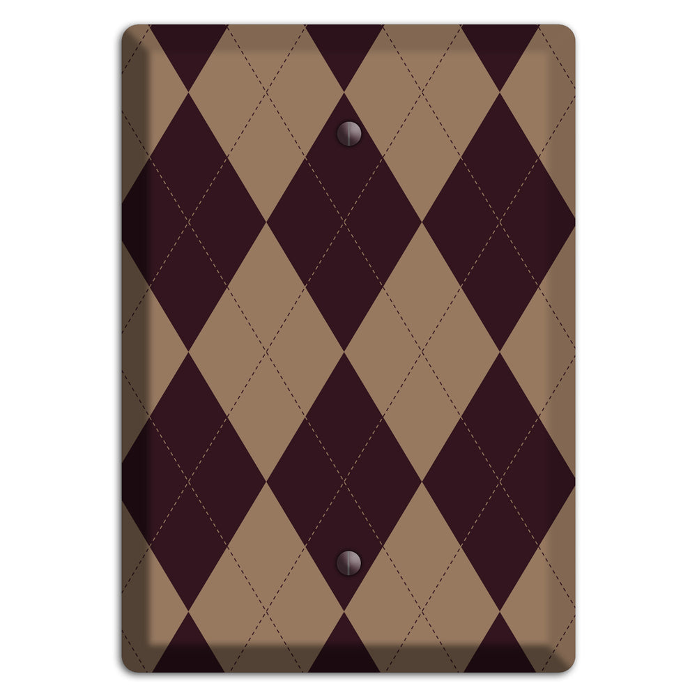 Burguny and Beige Argyle Blank Wallplate