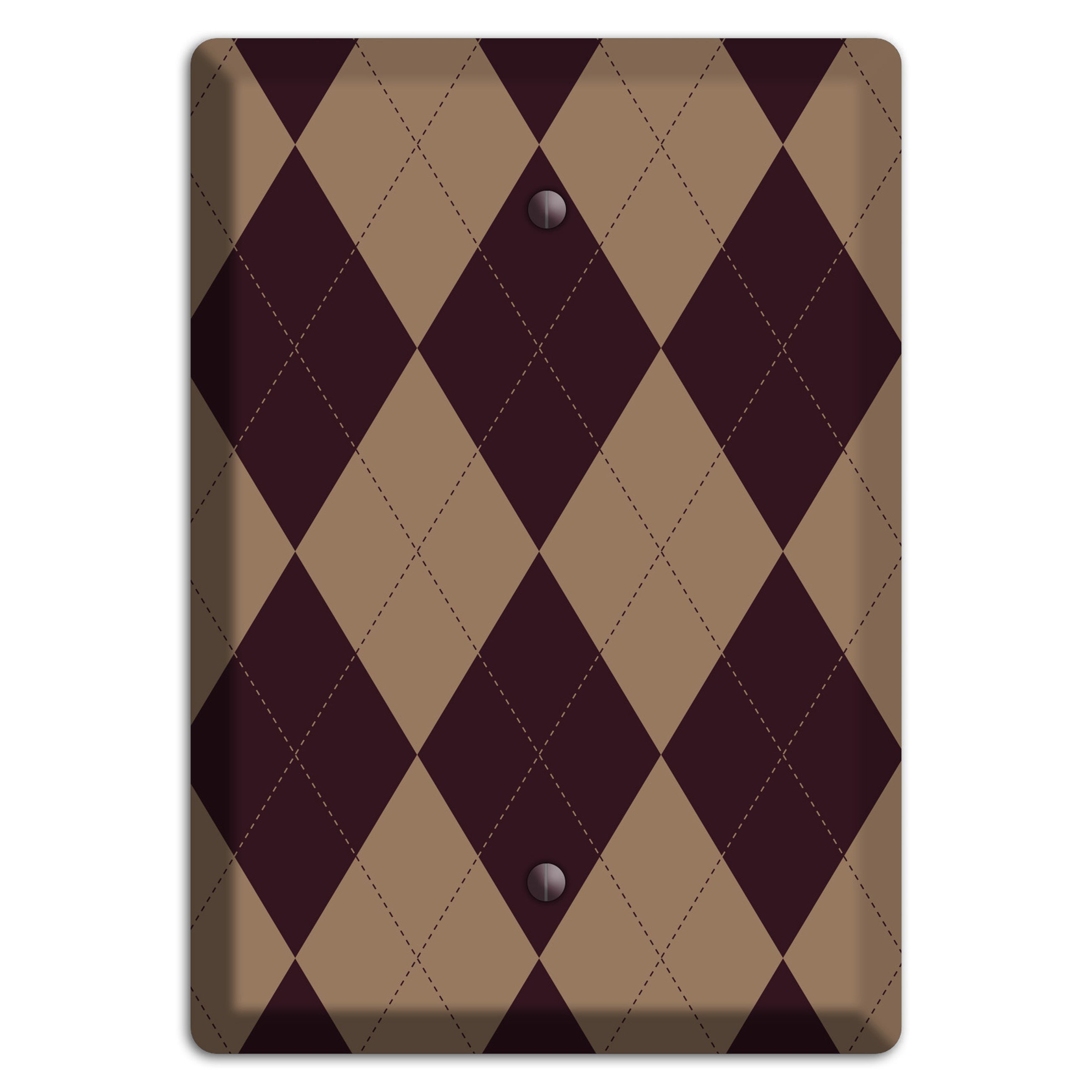 Burguny and Beige Argyle Blank Wallplate