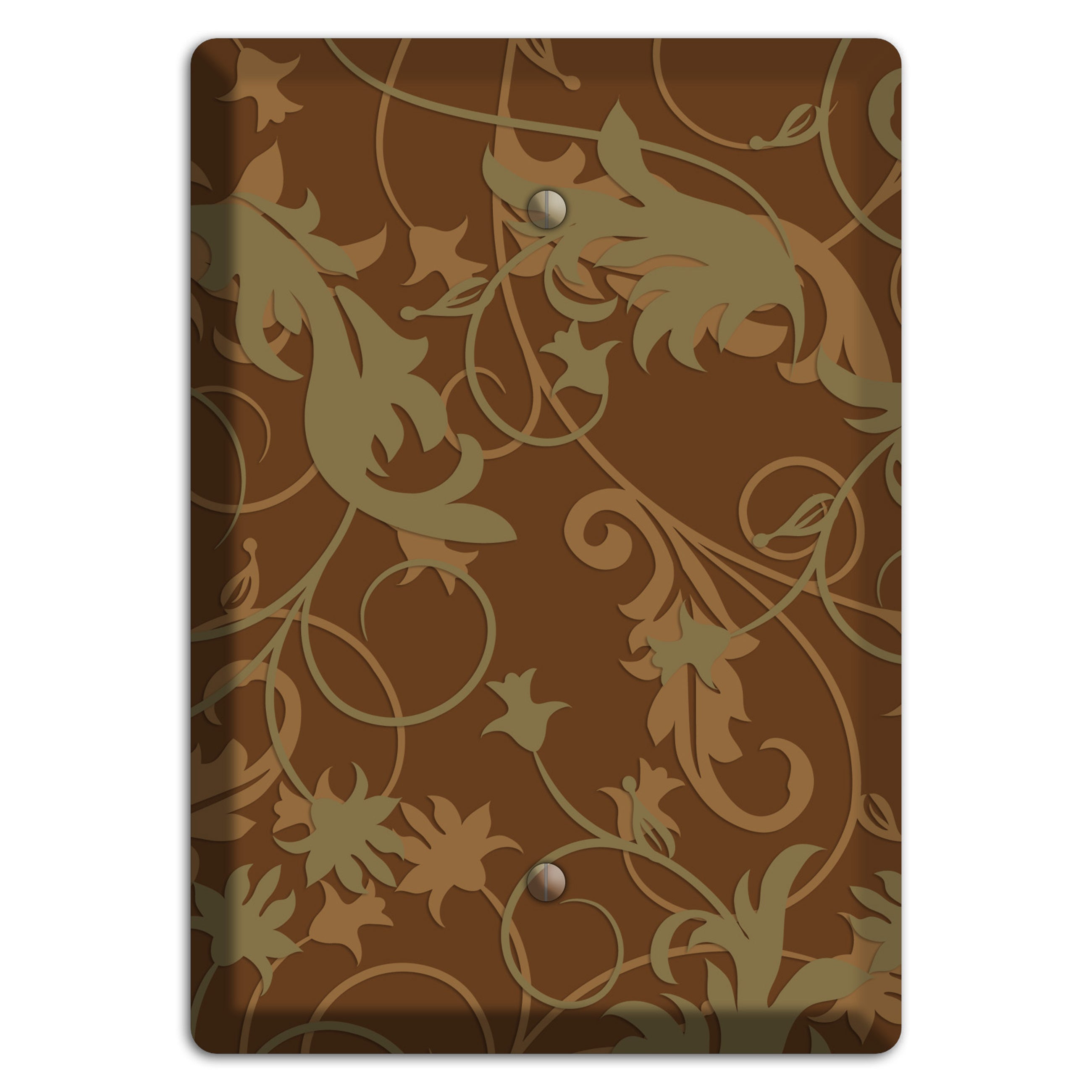 Brown and Olive Victorian Sprig Blank Wallplate