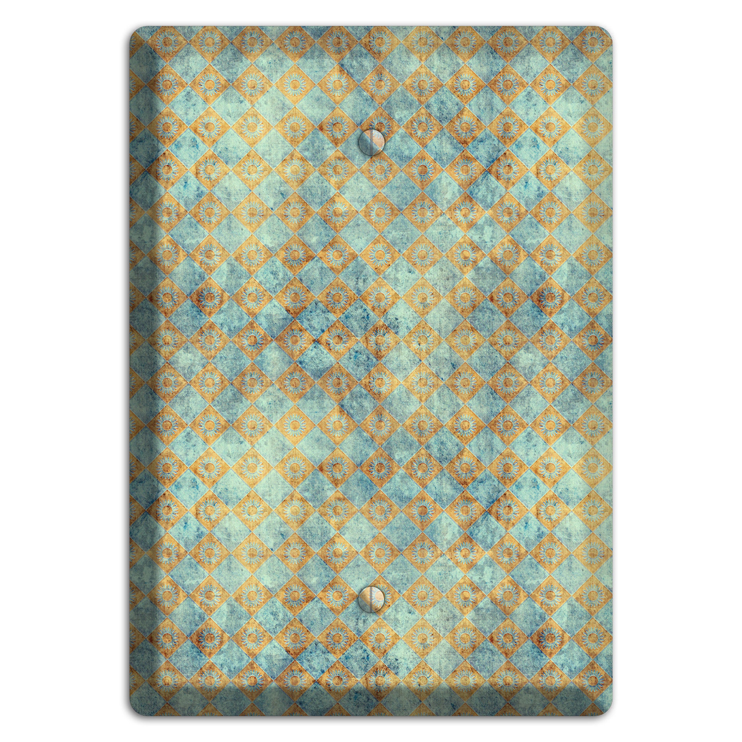 Green and Beige Diamond Circles Blank Wallplate