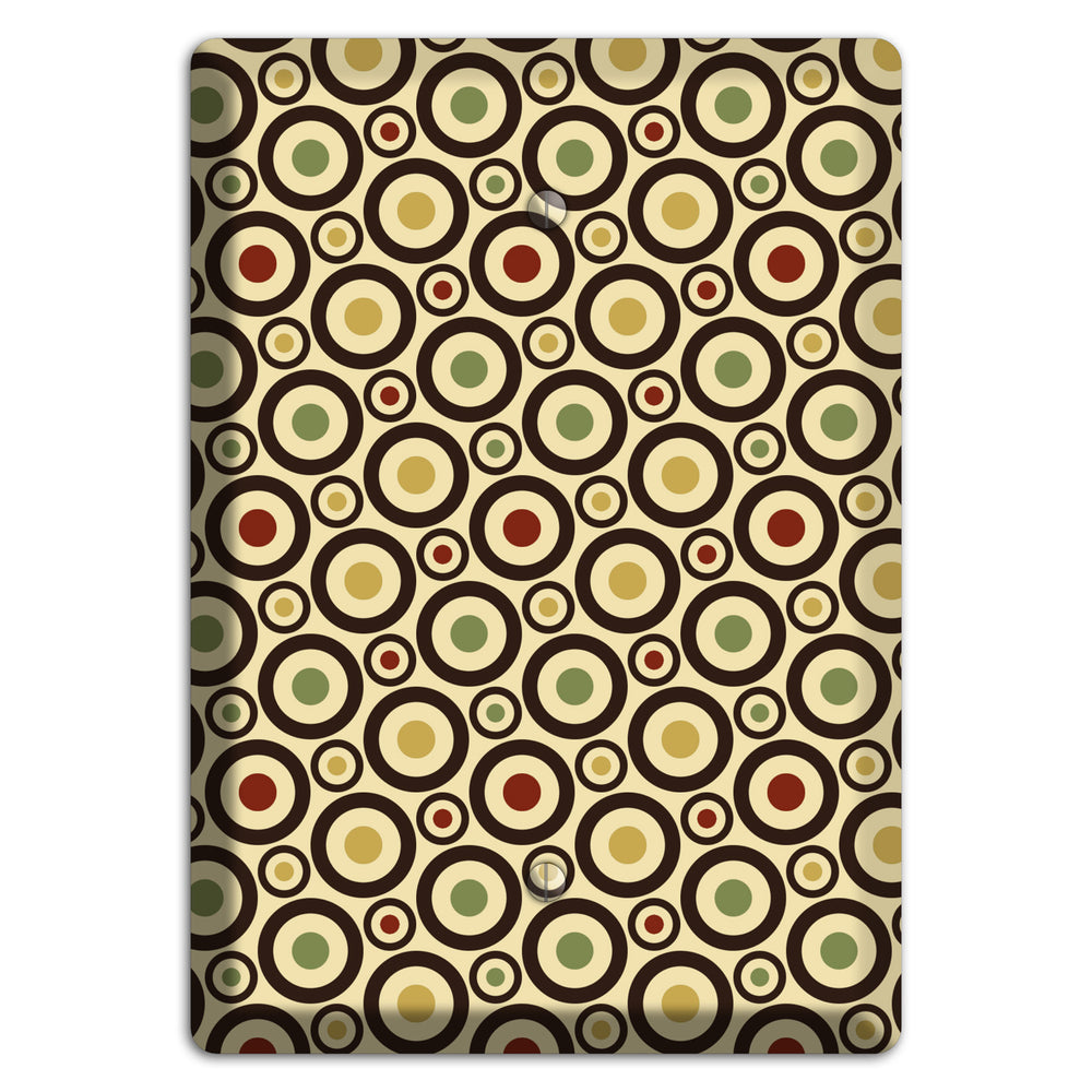 Beige with Olive Mustard Maroon Retro Tiny Bullseye Blank Wallplate