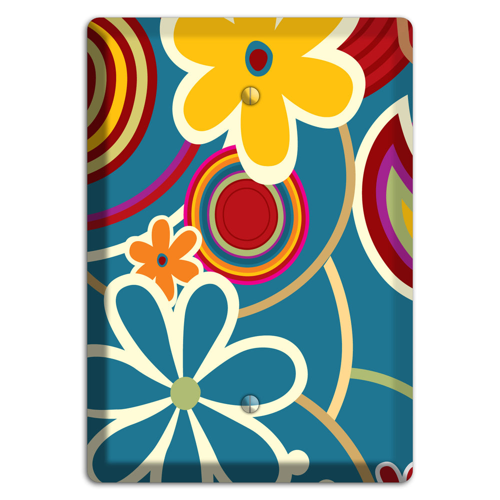 Bold Blue Flowers Blank Wallplate