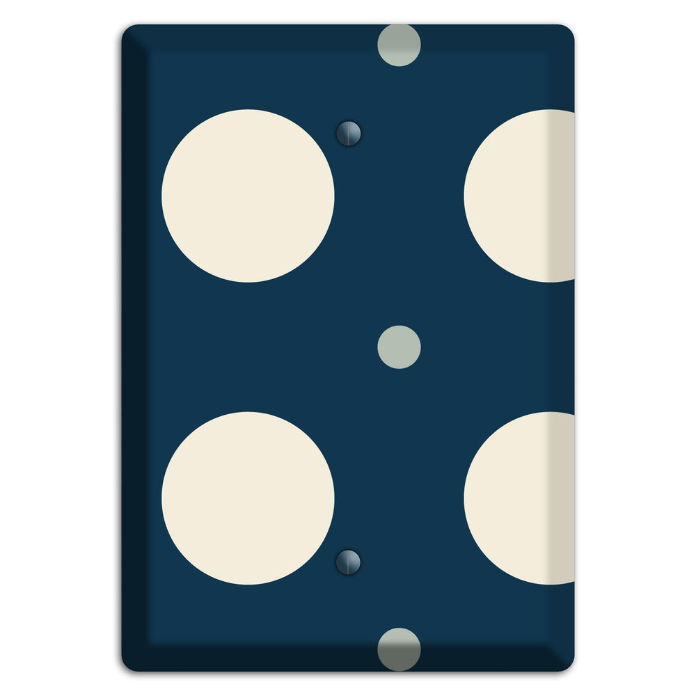 Navy with Off White and Blue Multi Medium Polka Dots Blank Wallplate