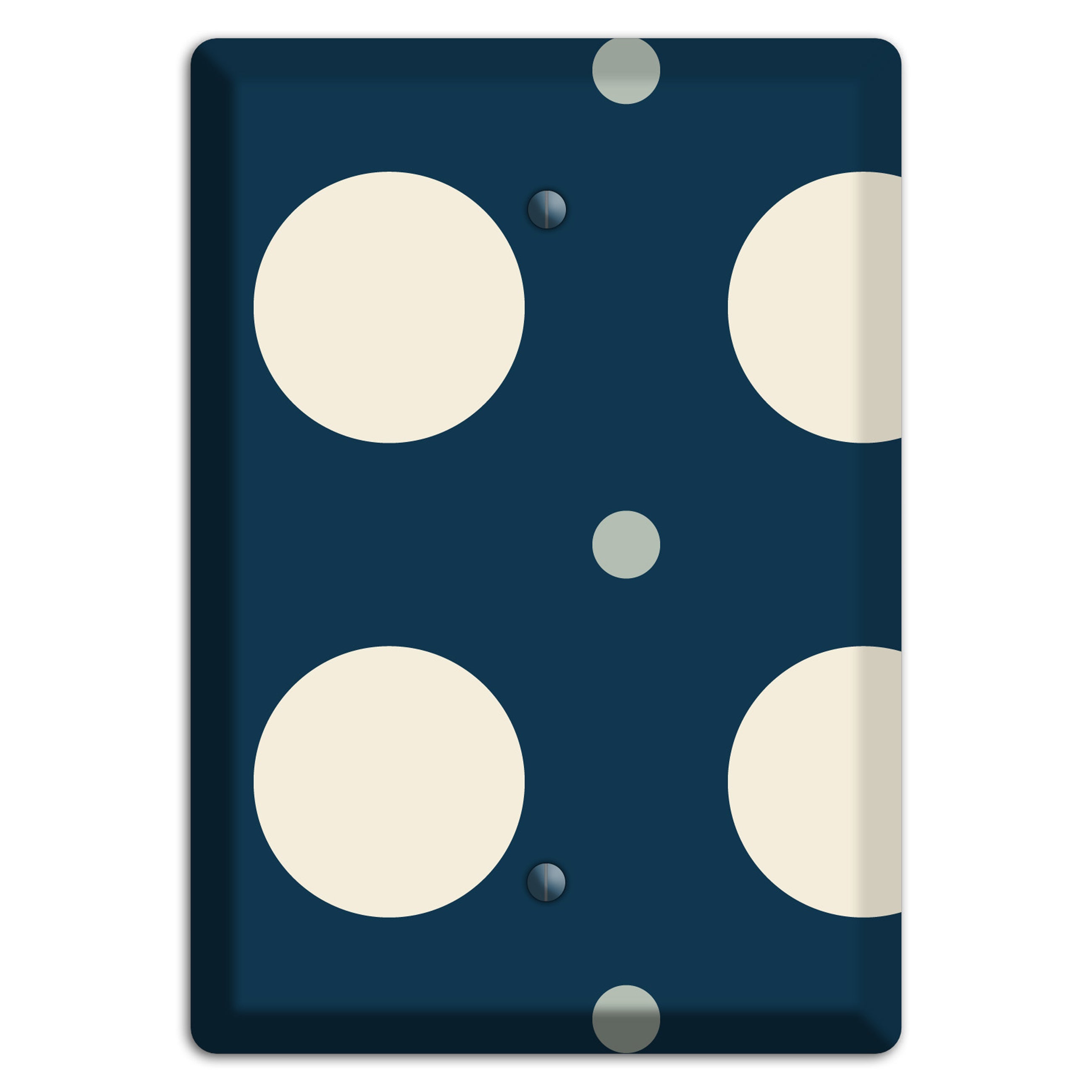 Navy with Off White and Blue Multi Medium Polka Dots Blank Wallplate