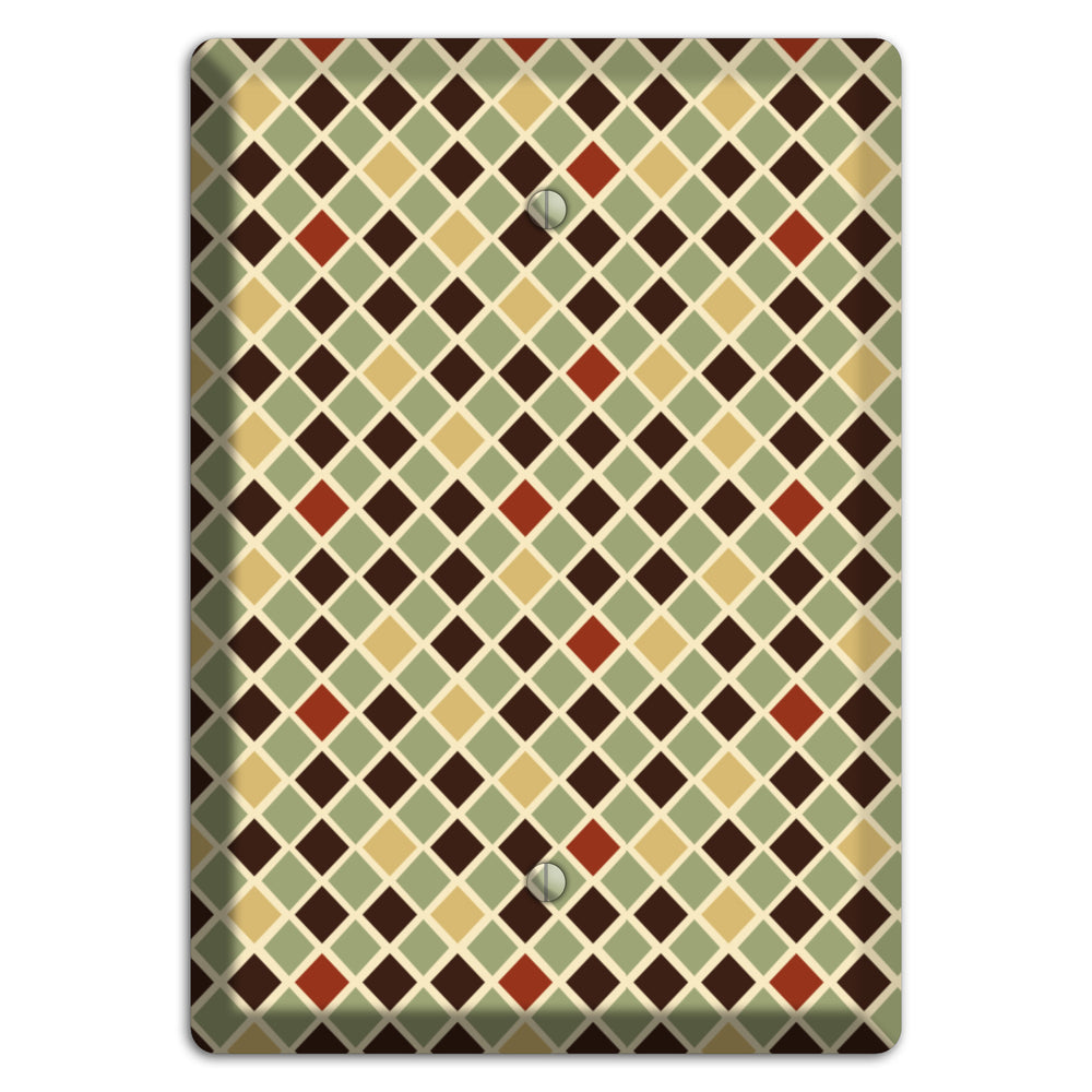 Olive Mustard Maroon Diamonds Blank Wallplate