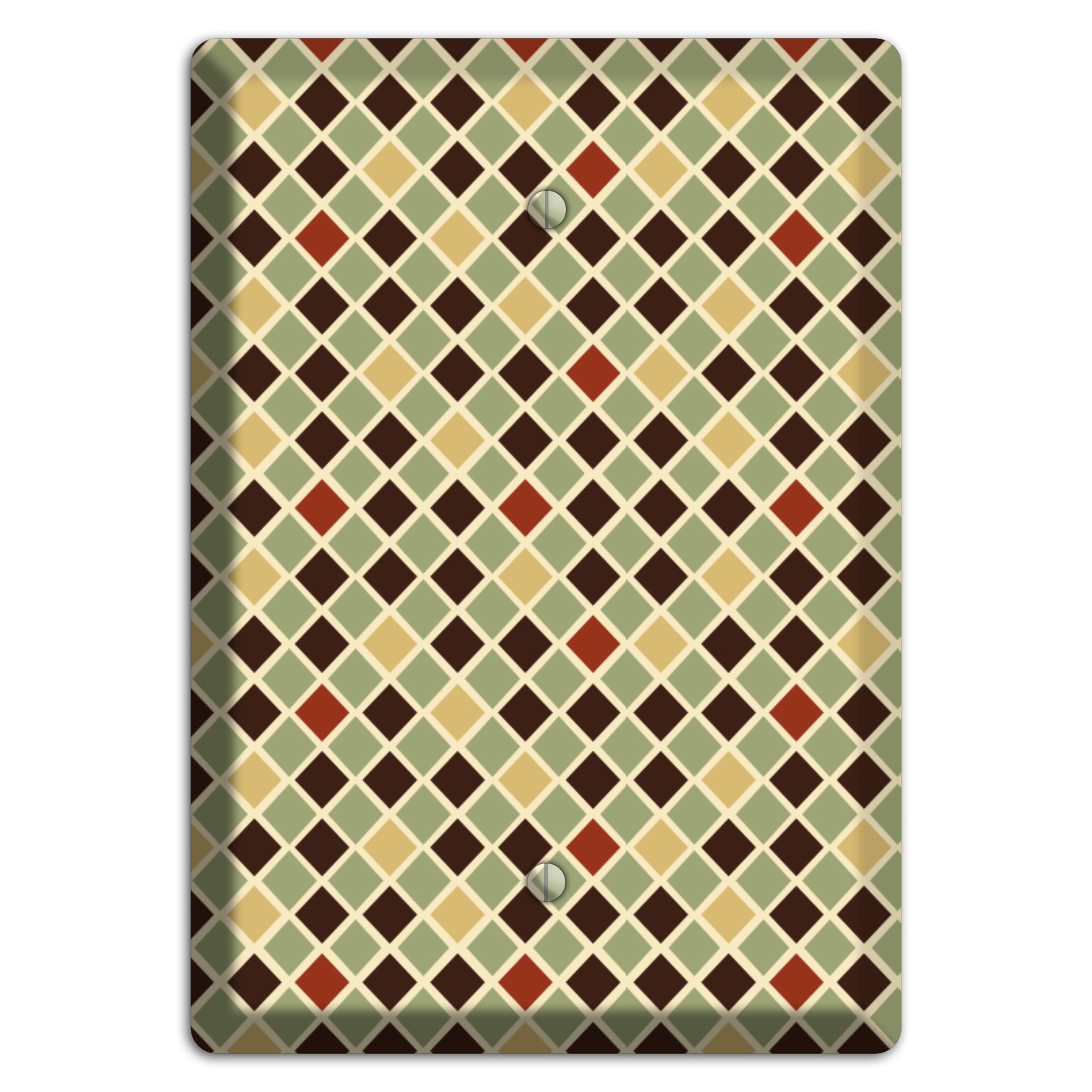 Olive Mustard Maroon Diamonds Blank Wallplate