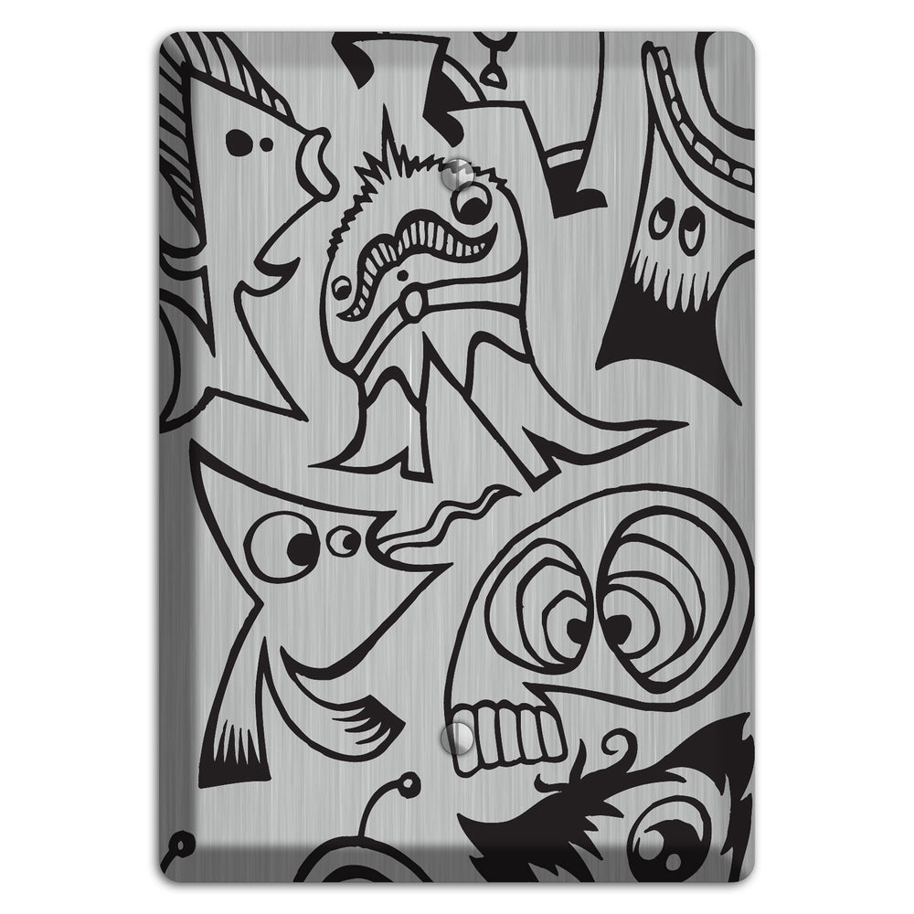 Whimsical Faces 2 Stainless Steel Blank Wallplate