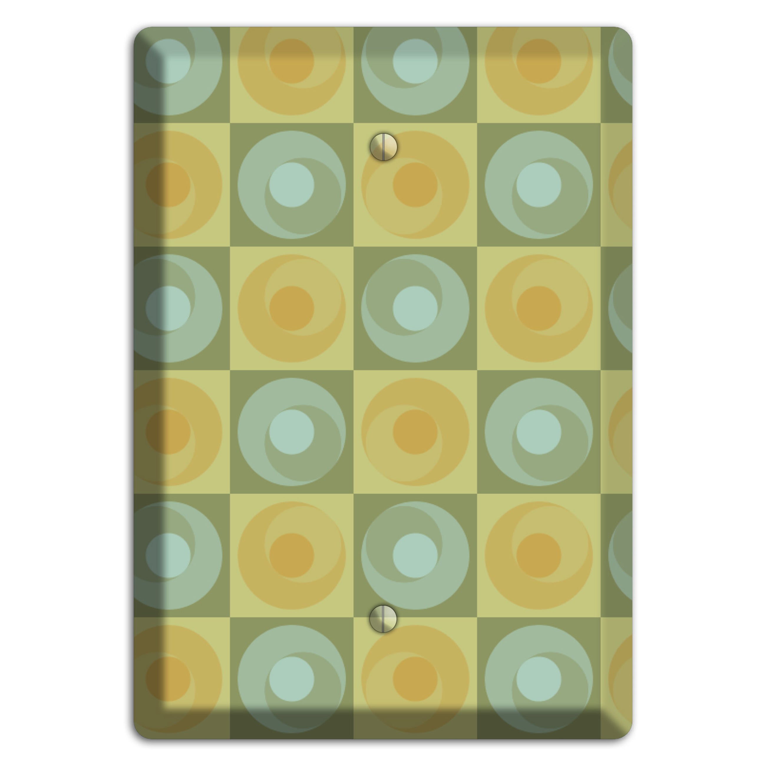 Multi Sage and Mustard Checked Circles Blank Wallplate