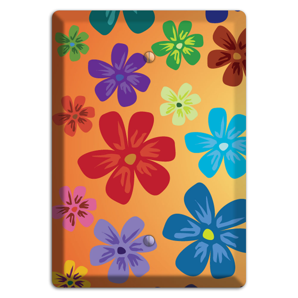 Brown Flowers Blank Wallplate