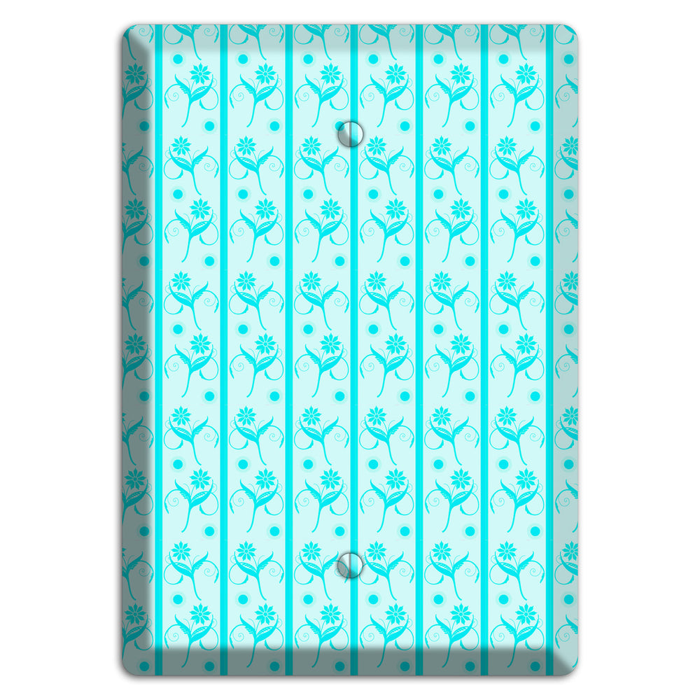 Teal Floral Pattern Blank Wallplate