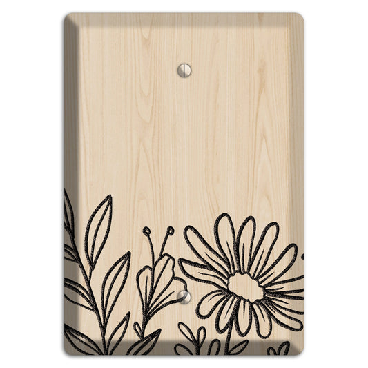 Hand-Drawn Floral 10 Wood Lasered Blank Wallplate