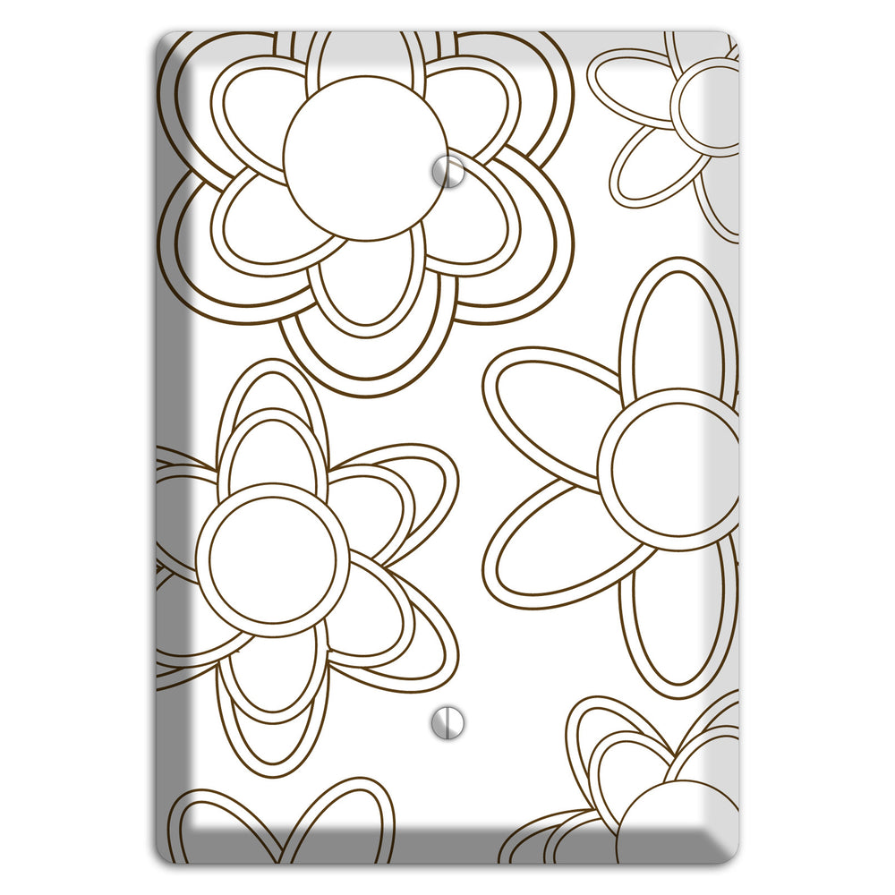 White with Retro Floral Contour Blank Wallplate