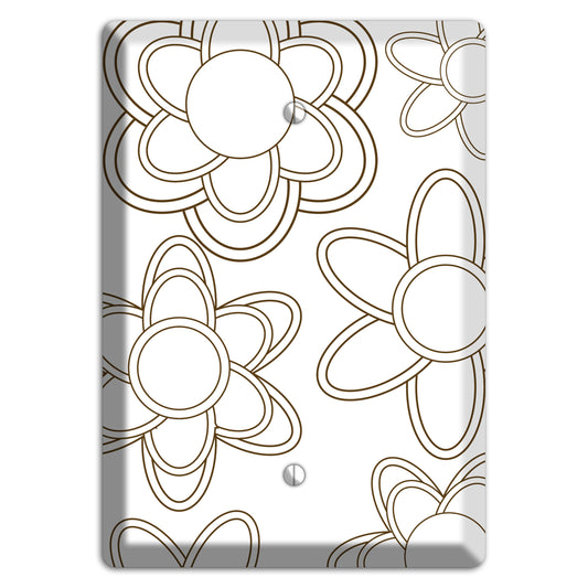 White with Retro Floral Contour Blank Wallplate