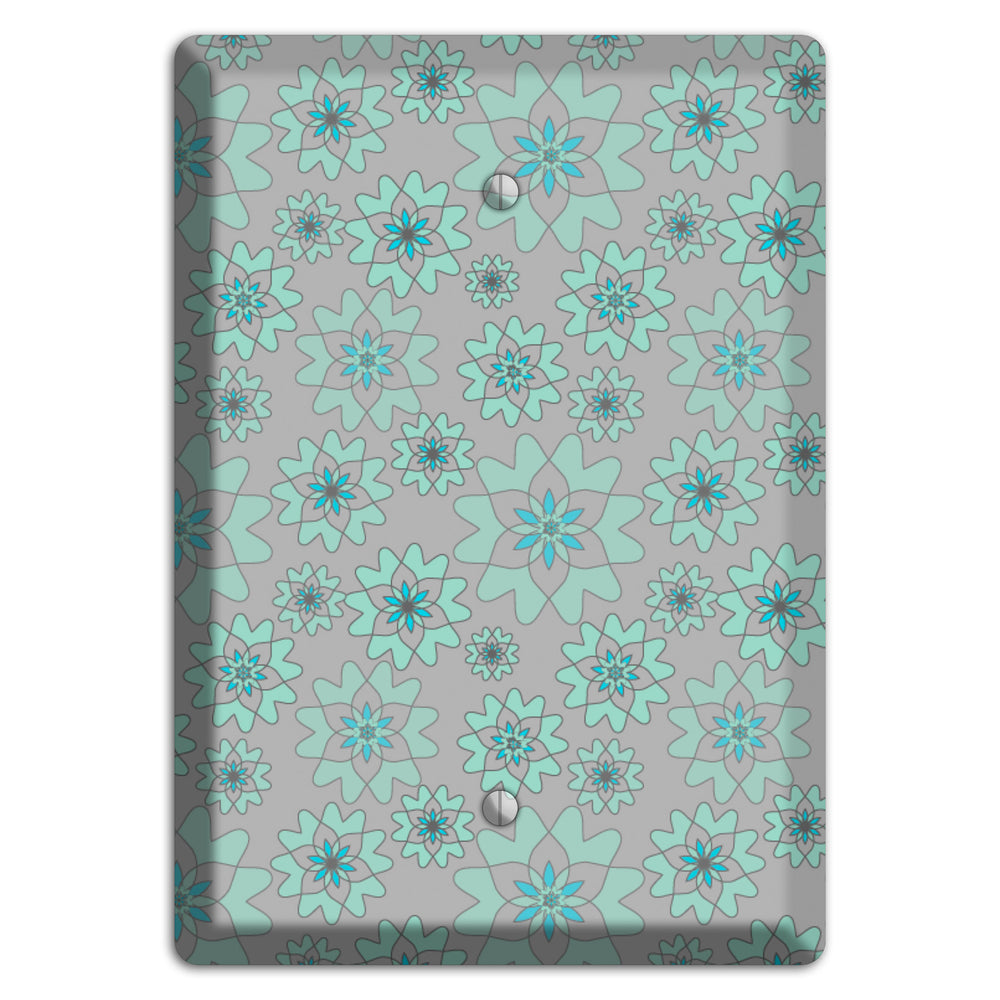 Grey with Aqua Retro Suzani Blank Wallplate