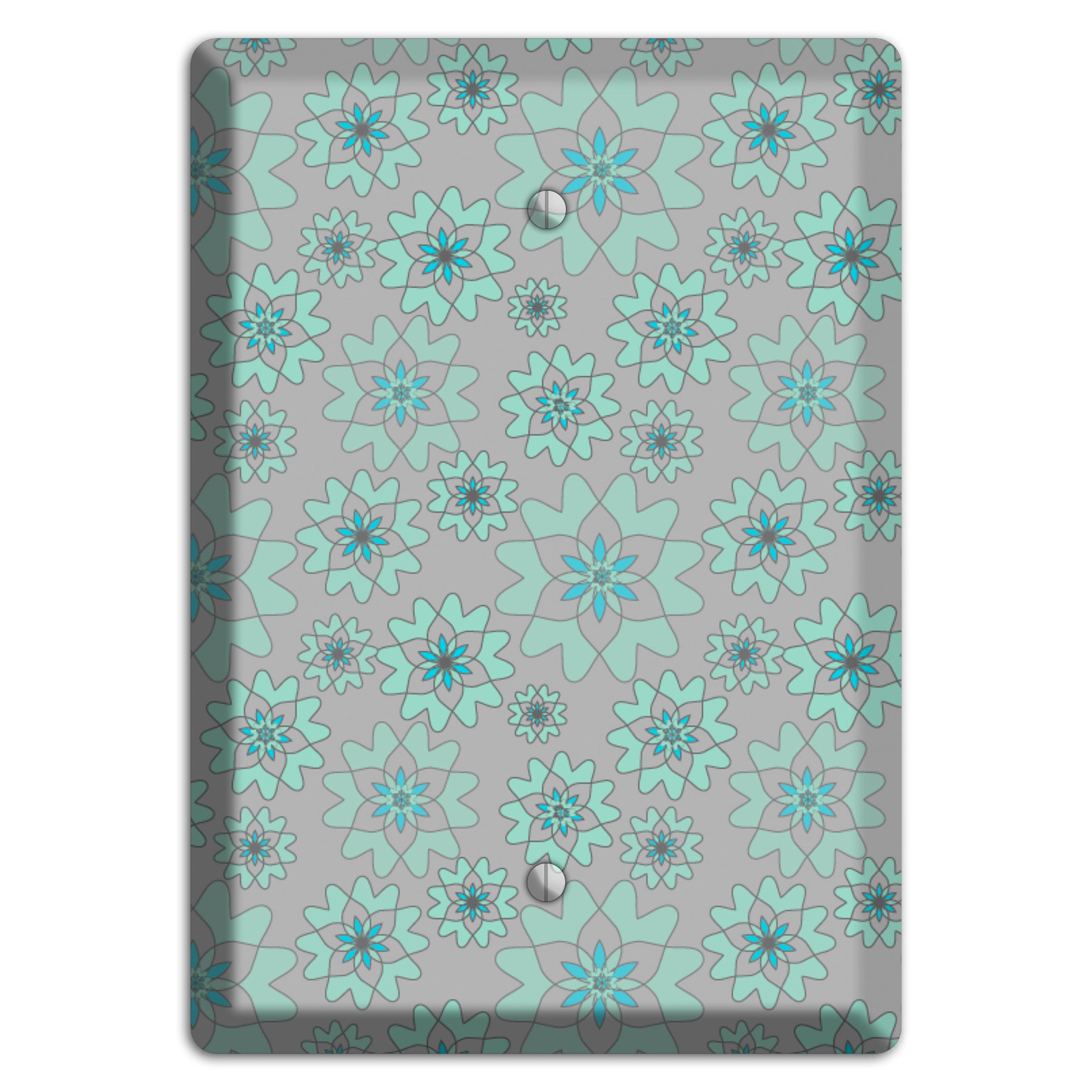 Grey with Aqua Retro Suzani Blank Wallplate