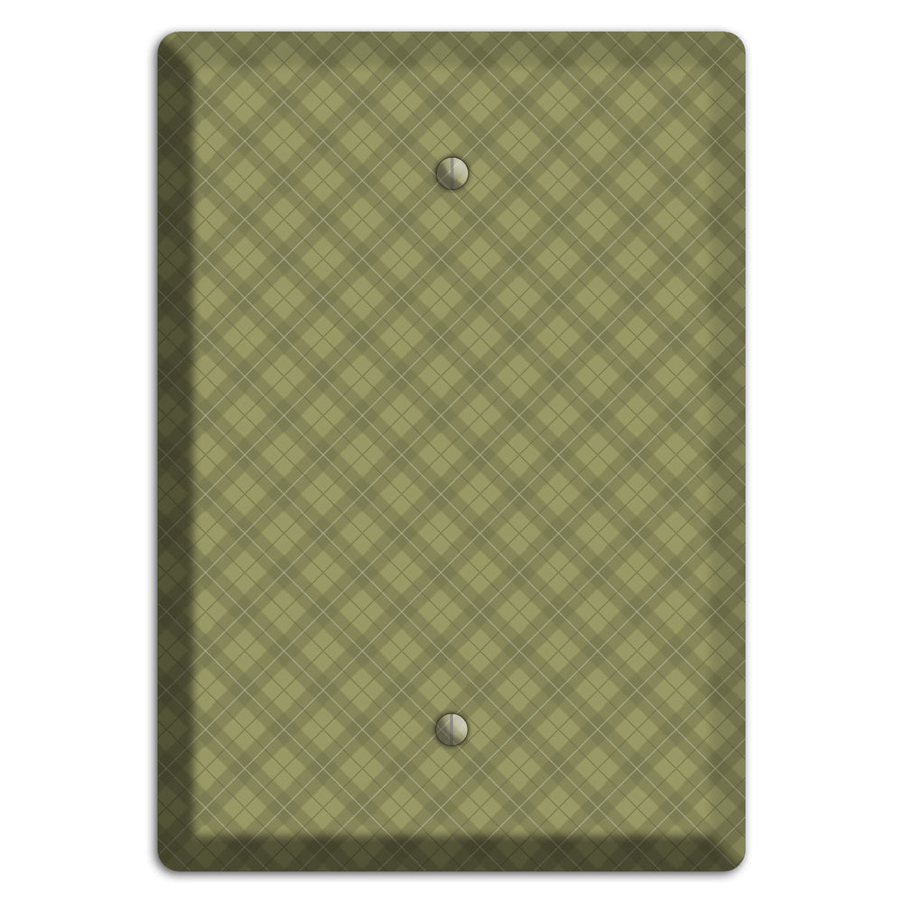 Green Plaid Blank Wallplate