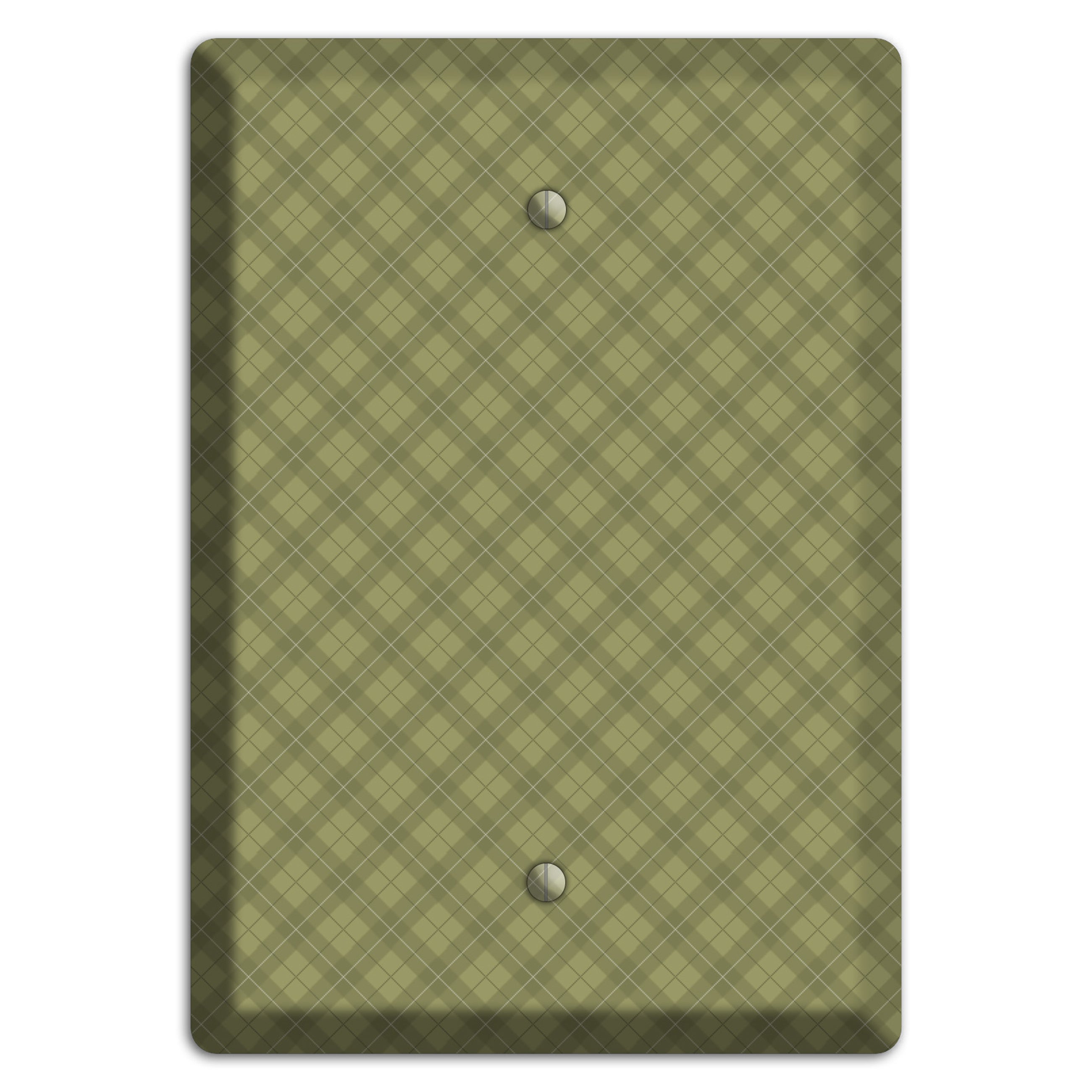 Green Plaid Blank Wallplate