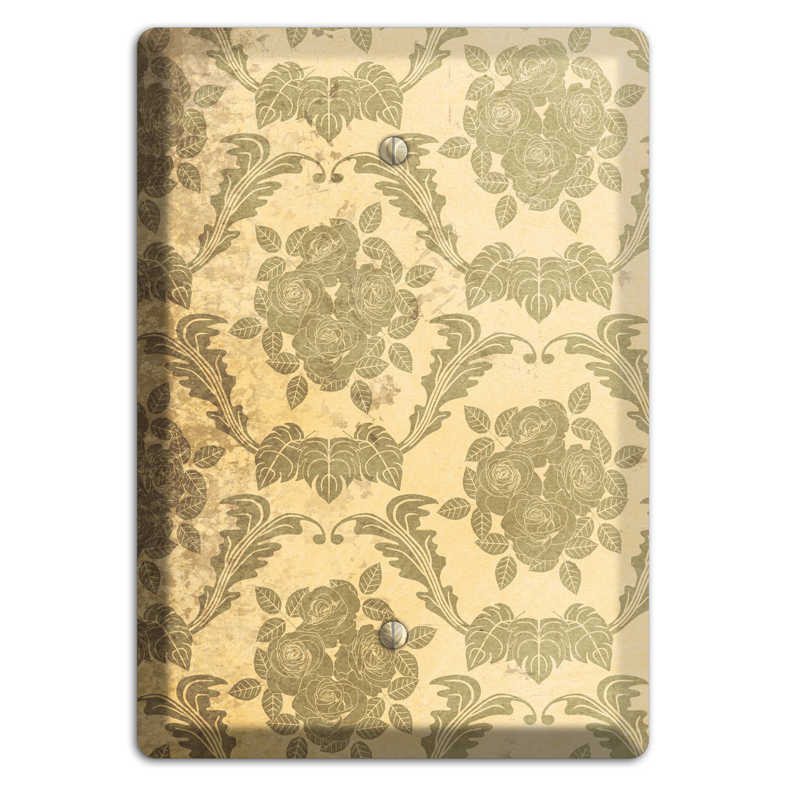 Straw Vintage Rose Damask Blank Wallplate