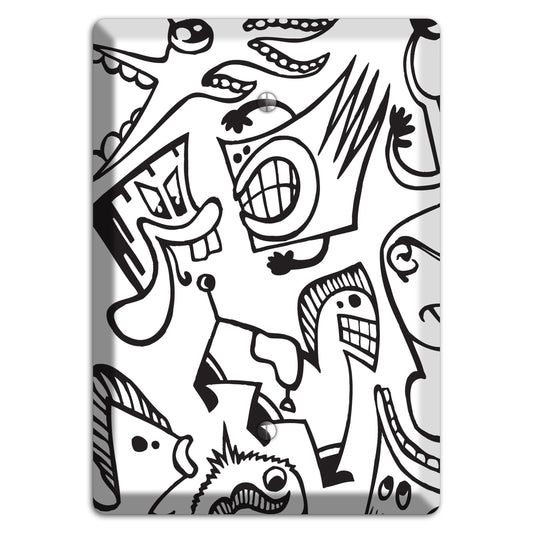 Black and White Whimsical Faces 1 Blank Wallplate
