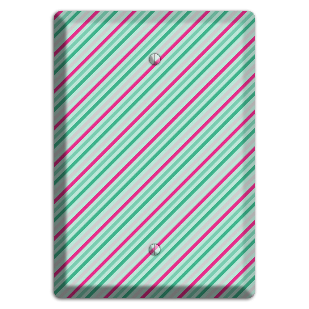 Grey Fuschia and Multi Aqua Angled Stripes Blank Wallplate