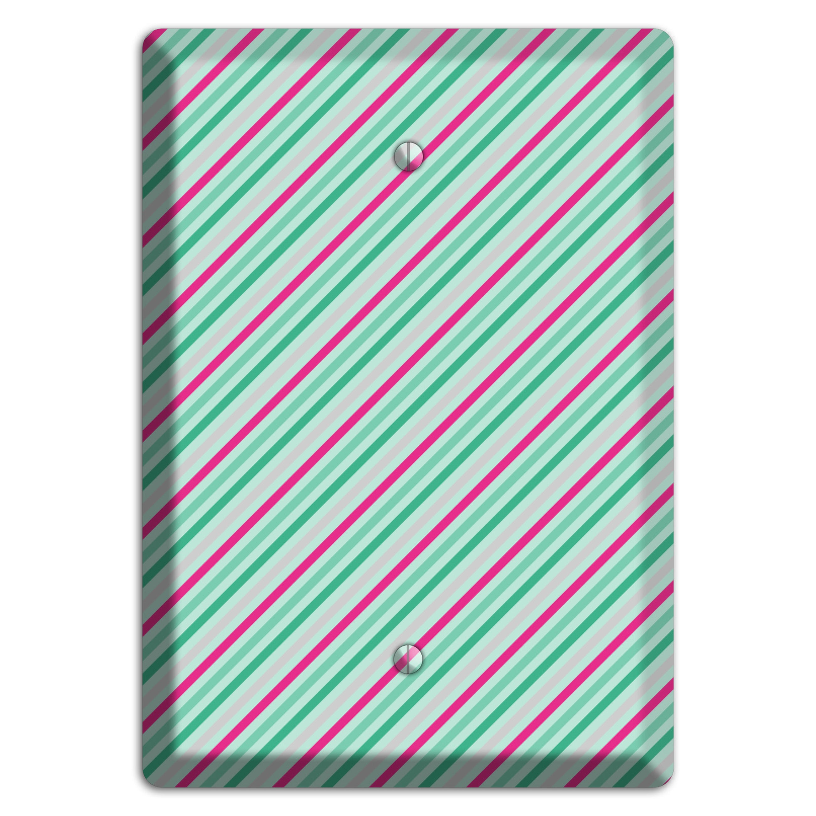 Grey Fuschia and Multi Aqua Angled Stripes Blank Wallplate