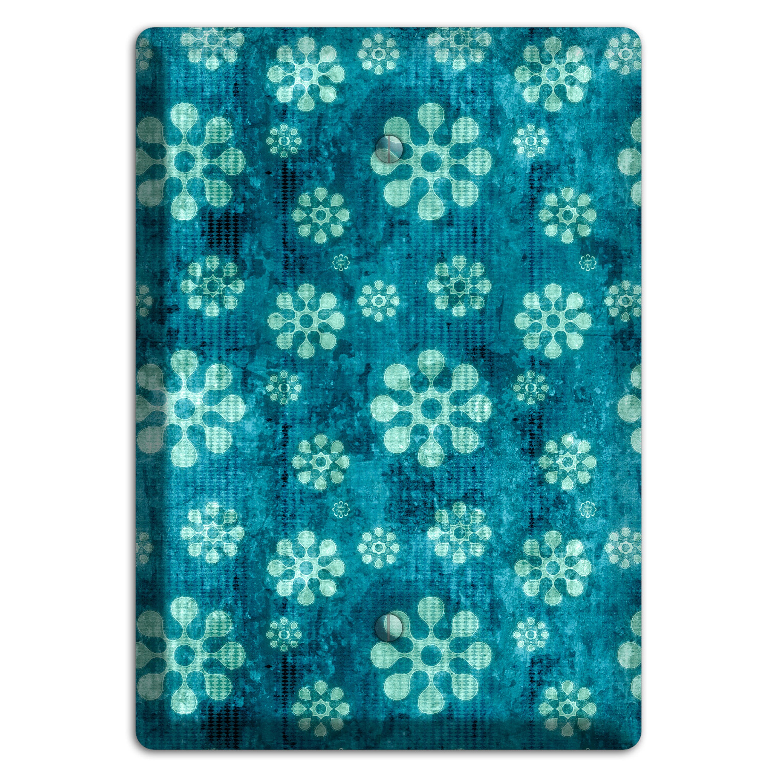 Turquoise Grunge Floral Blank Wallplate