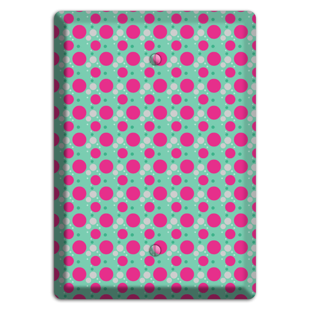 Aqua with Fuscia and Grey Small Dots Blank Wallplate