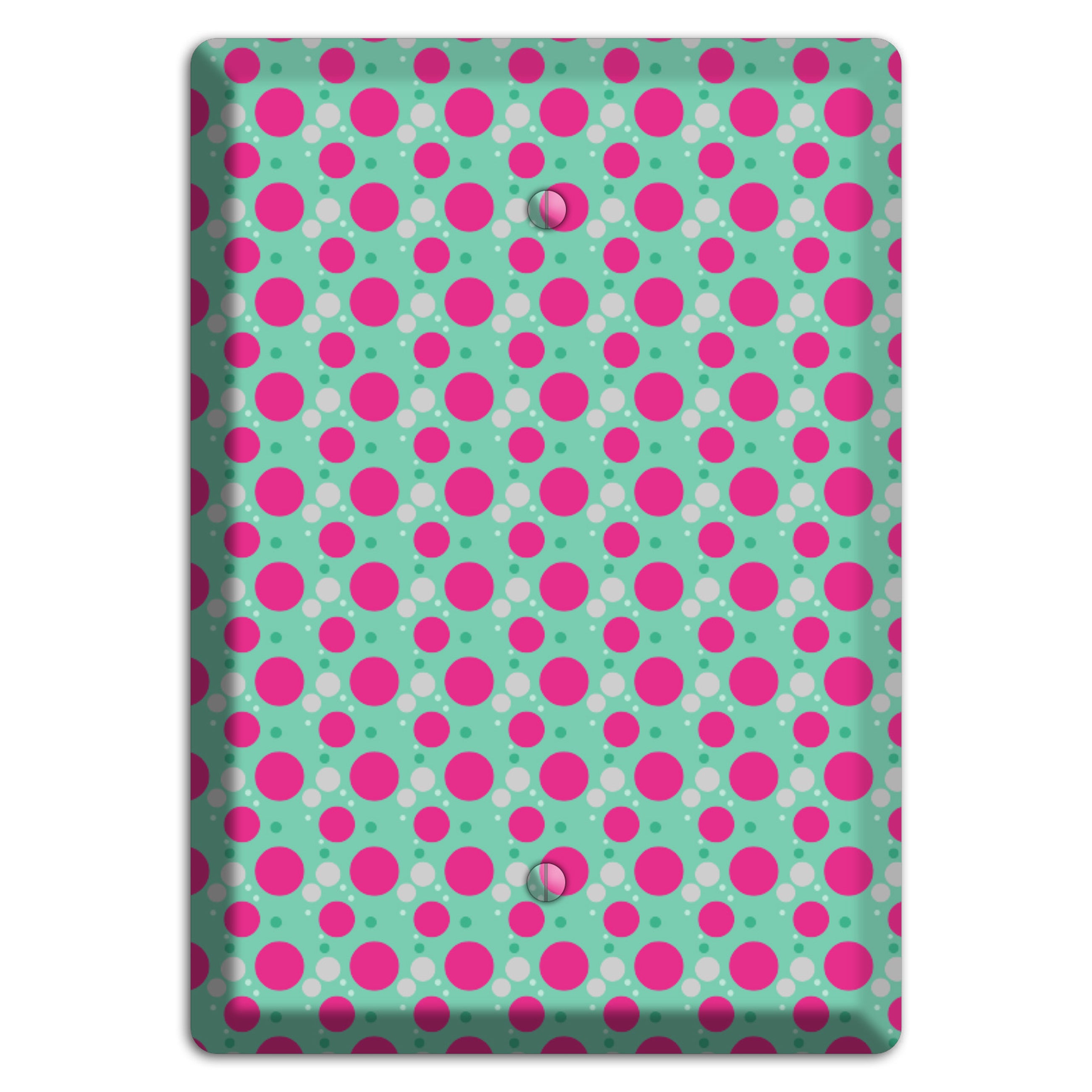 Aqua with Fuscia and Grey Small Dots Blank Wallplate