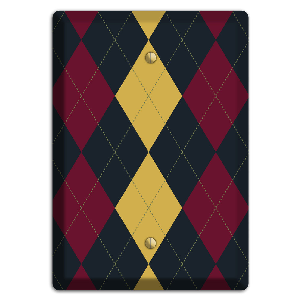 Deep Red and Yellow Argyle Blank Wallplate