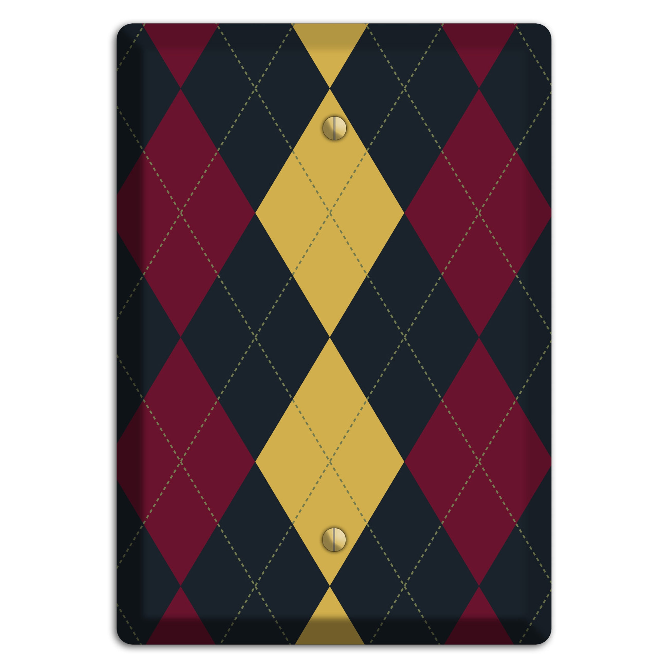 Deep Red and Yellow Argyle Blank Wallplate
