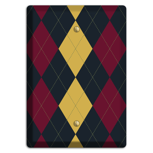 Deep Red and Yellow Argyle Blank Wallplate
