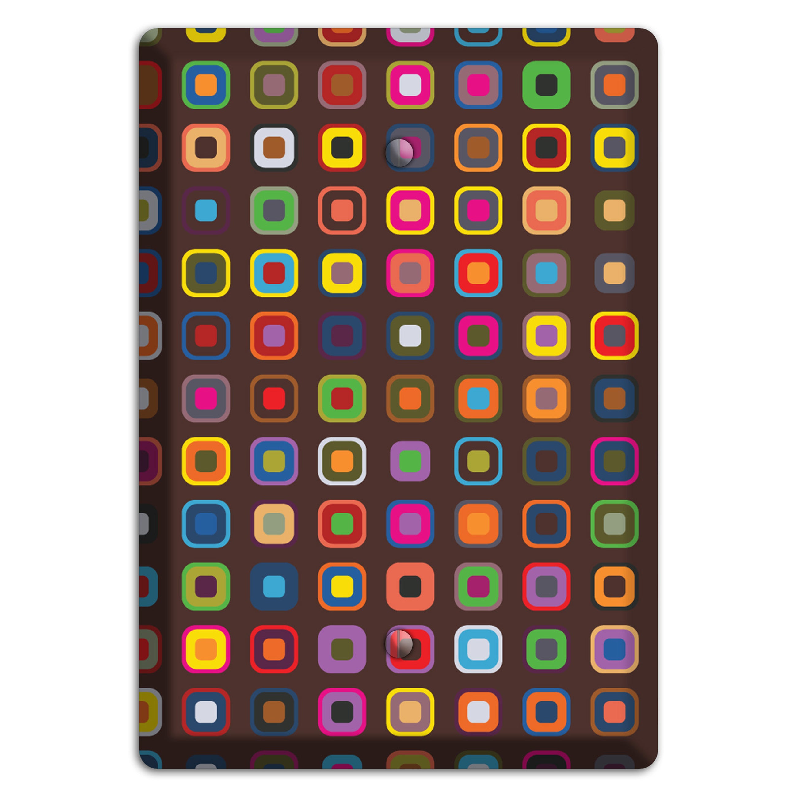 Brown with Multi Retro Squares Blank Wallplate
