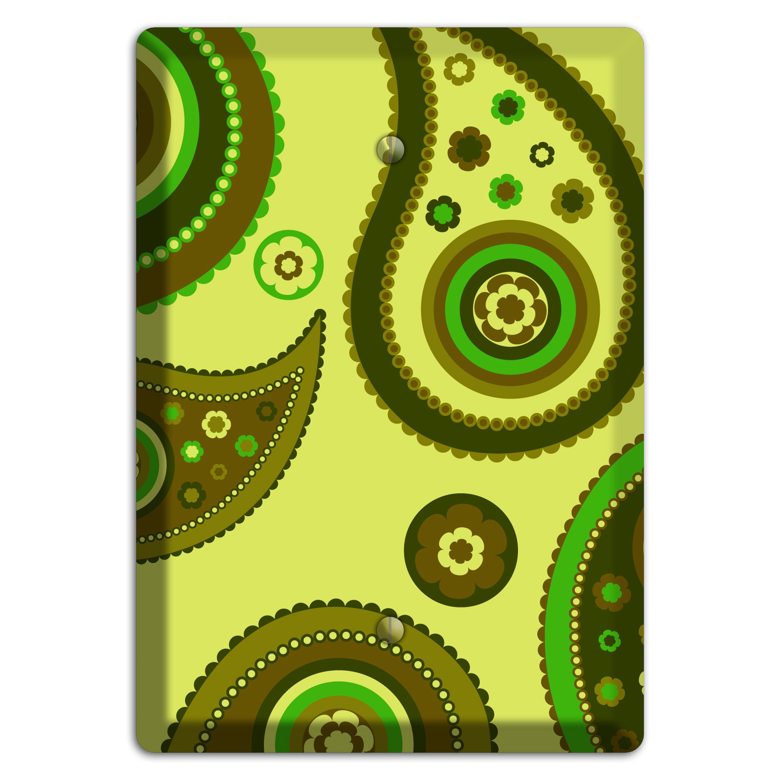 Bright Green Paisley Blank Wallplate
