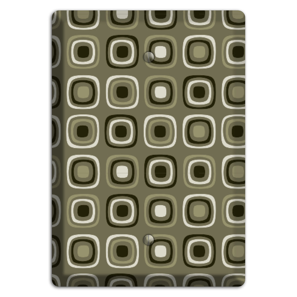 Multi Olive and Brown Retro Squares Blank Wallplate