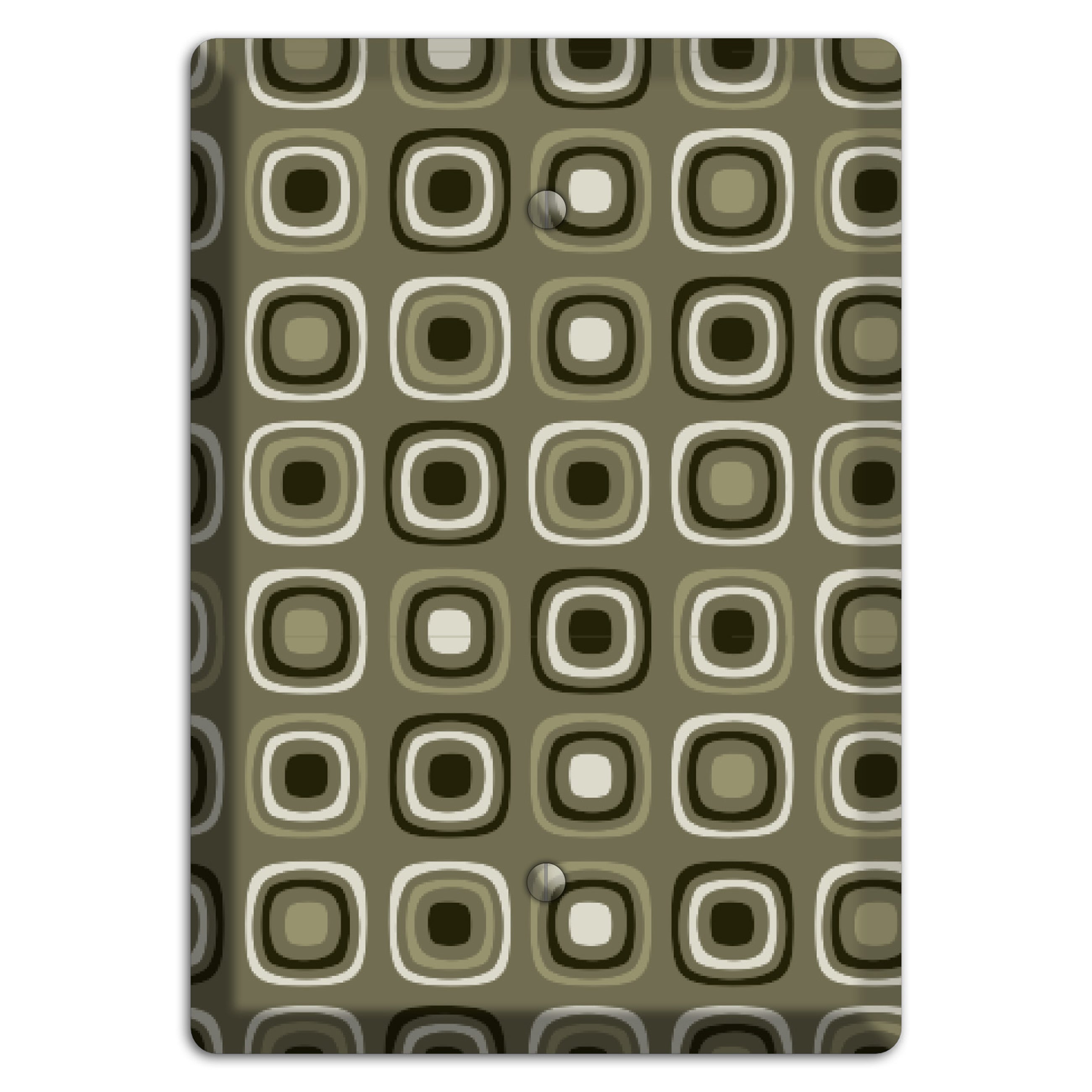 Multi Olive and Brown Retro Squares Blank Wallplate