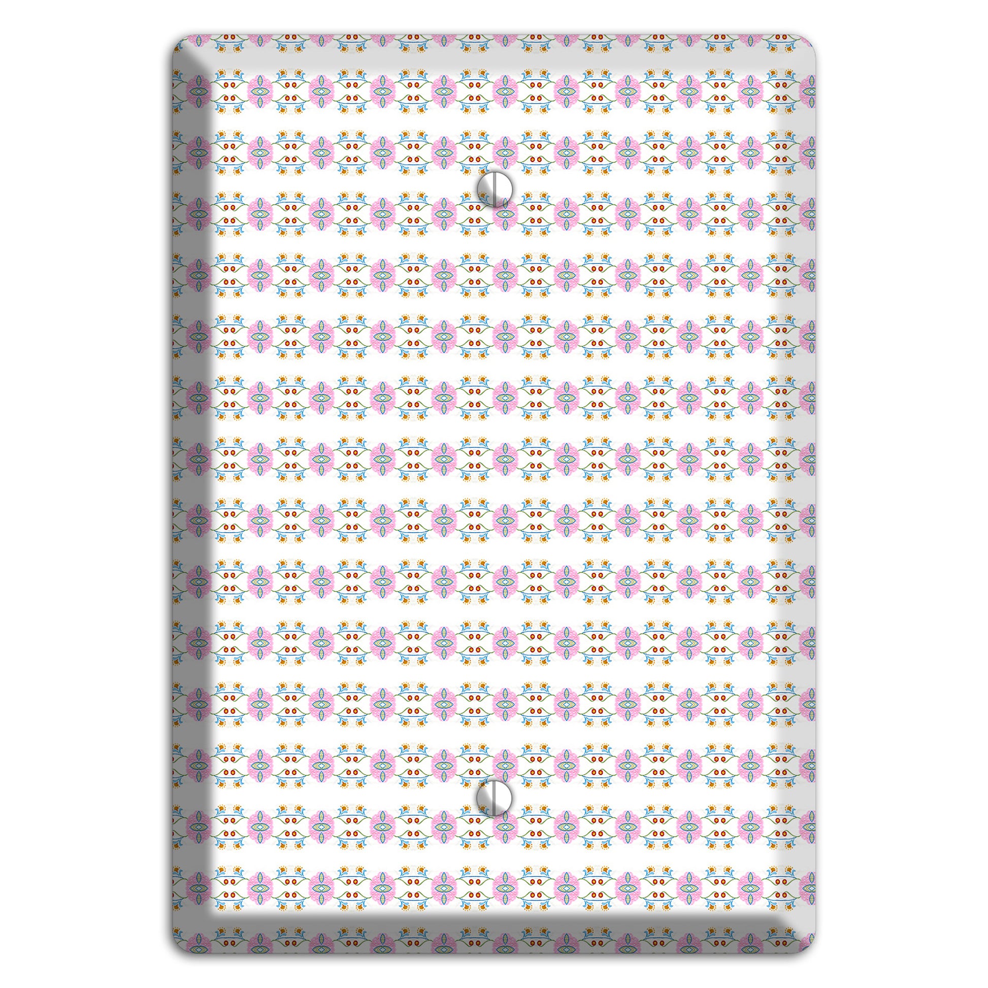 White with Lavendar Green Red Tapestry Blank Wallplate