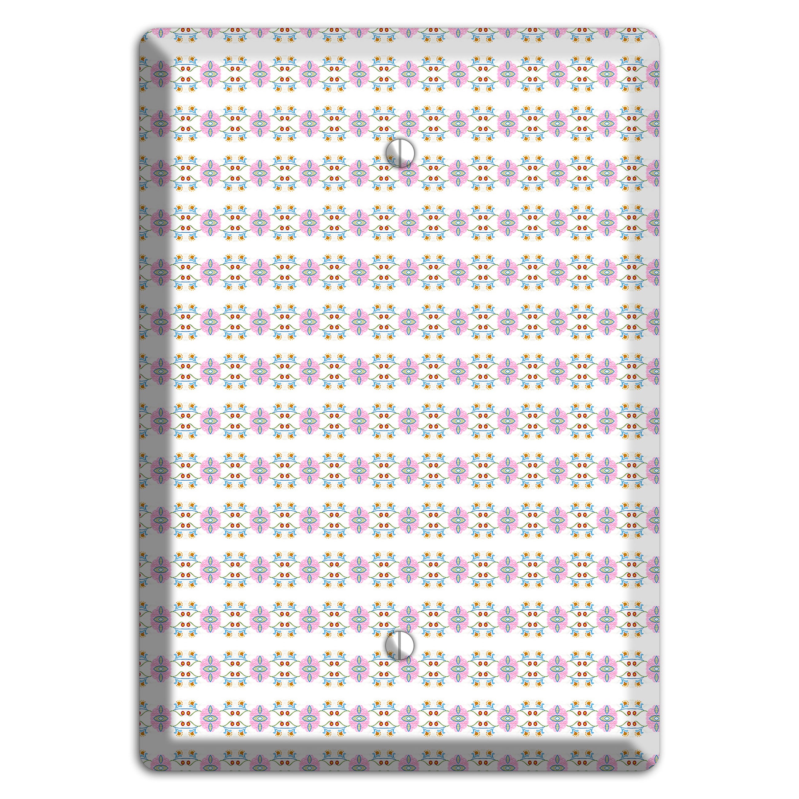 White with Lavendar Green Red Tapestry Blank Wallplate
