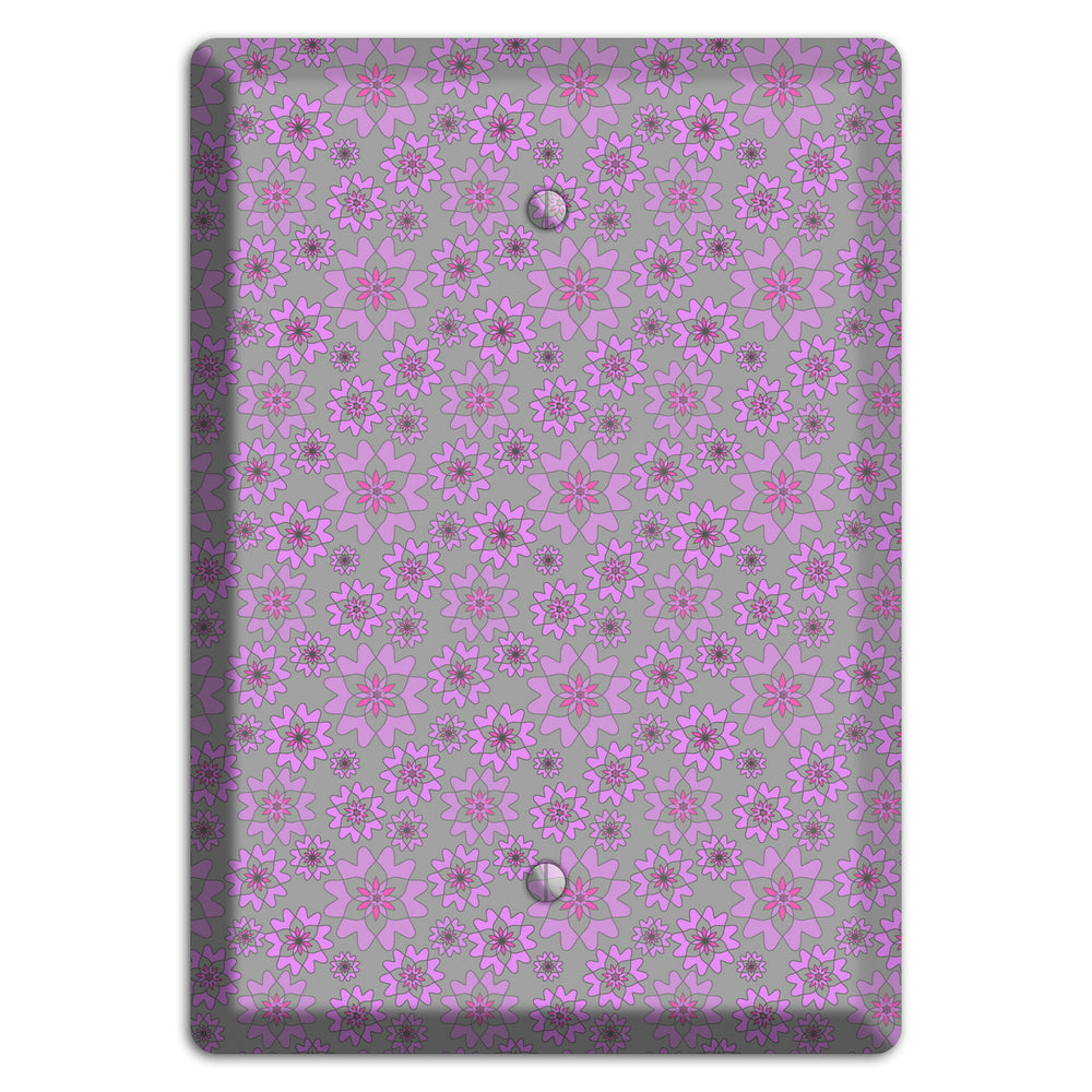 Grey with Tiny Purple Retro Suzani Blank Wallplate