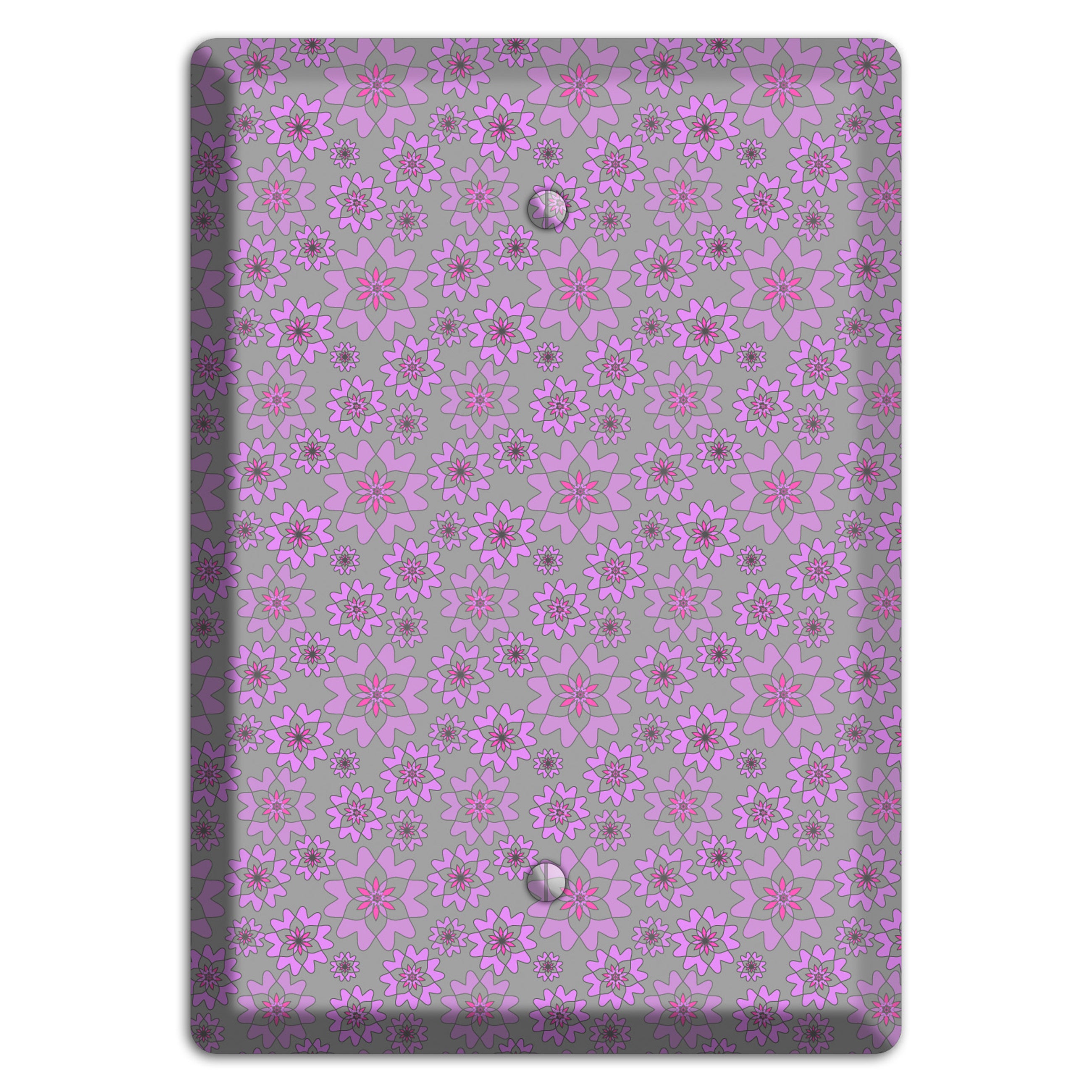 Grey with Tiny Purple Retro Suzani Blank Wallplate