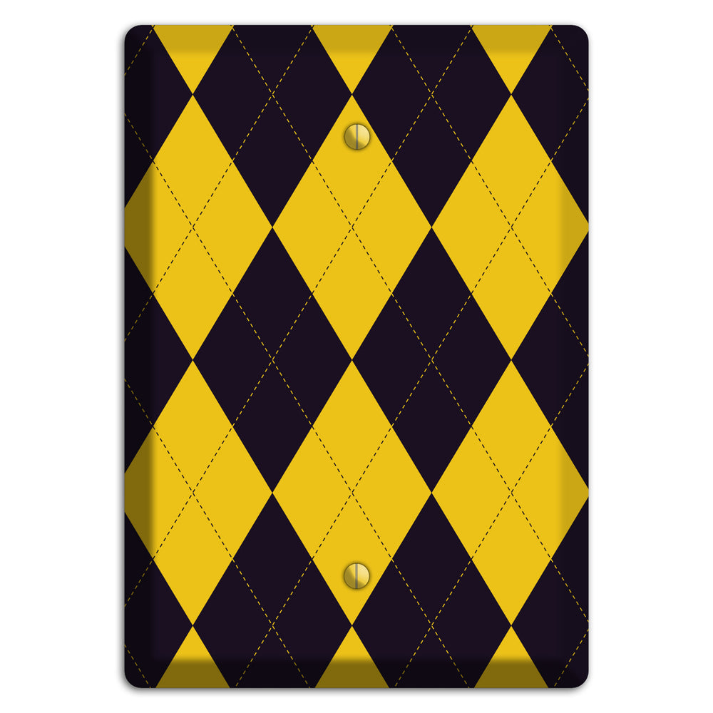 Yellow and Dark Purple Argyle Blank Wallplate